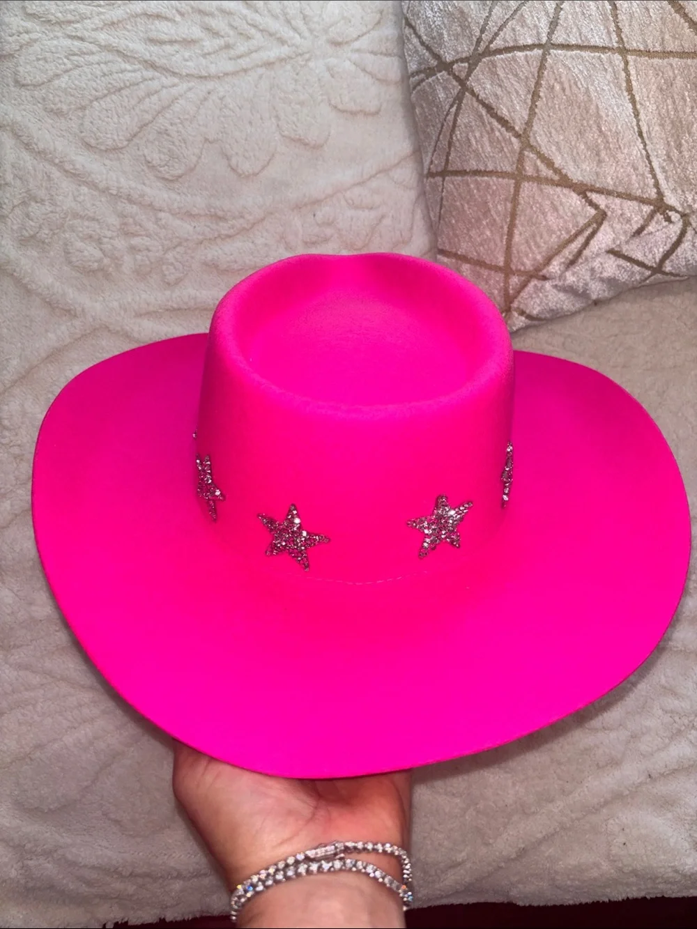 NEW Wyeth 100% Wool Hot Pink Star-Accent Western Cowboy Hat